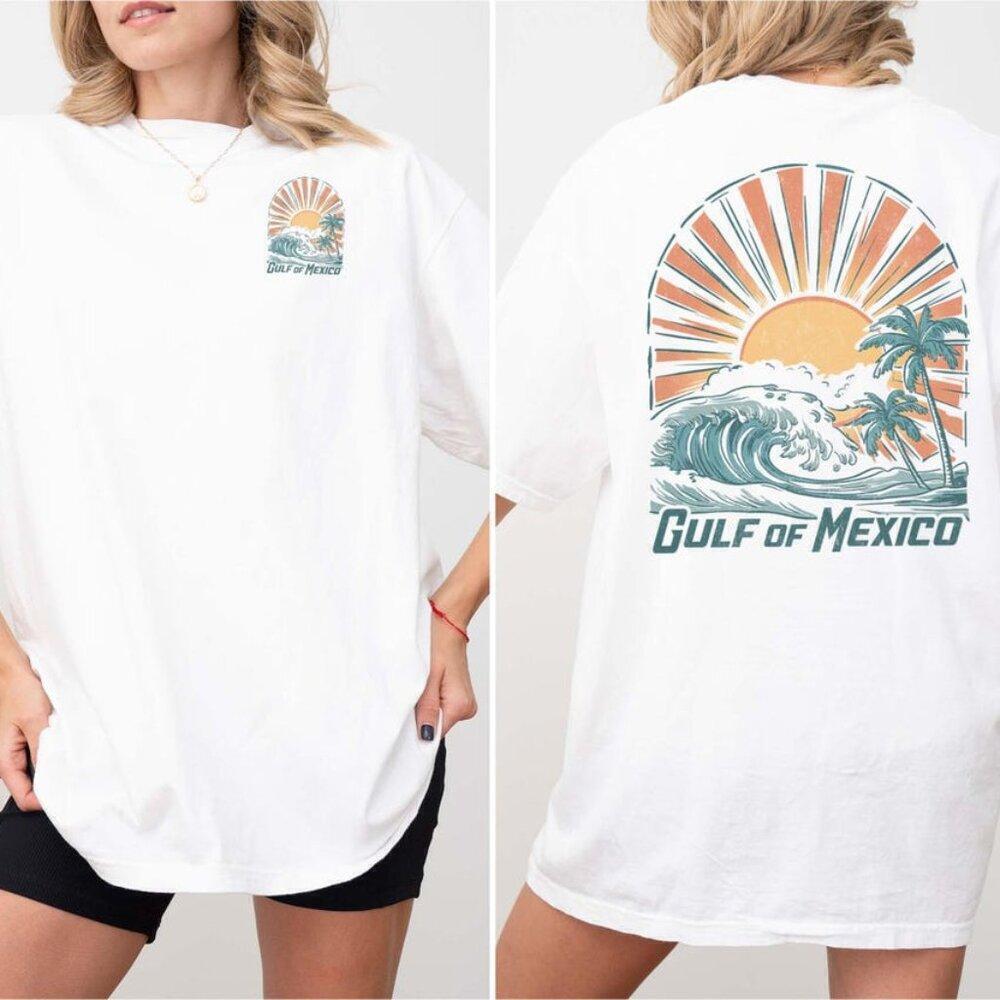 Gulf Of Mexico Gulf Coast Retro Graphic Fan 2 Sided T-Shirt